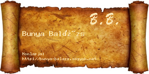 Bunya Balázs névjegykártya